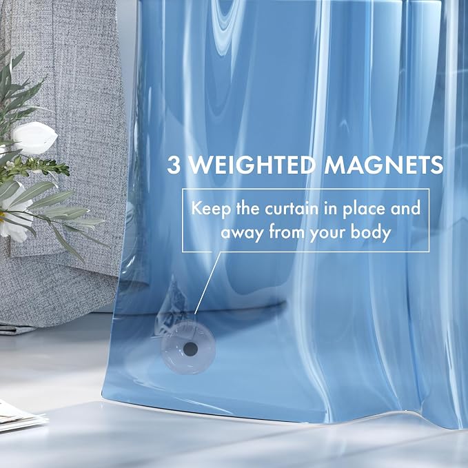 AmazerBath Shower Curtain Liner, 72x72 Transparent Blue Shower Liner, - Image 5