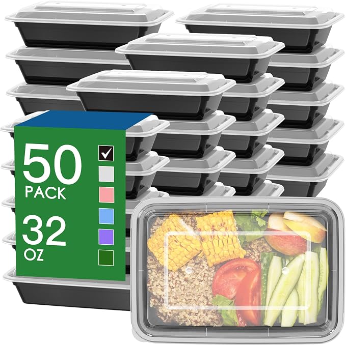 50 Pack 32 oz Meal Prep Containers by Dealusy