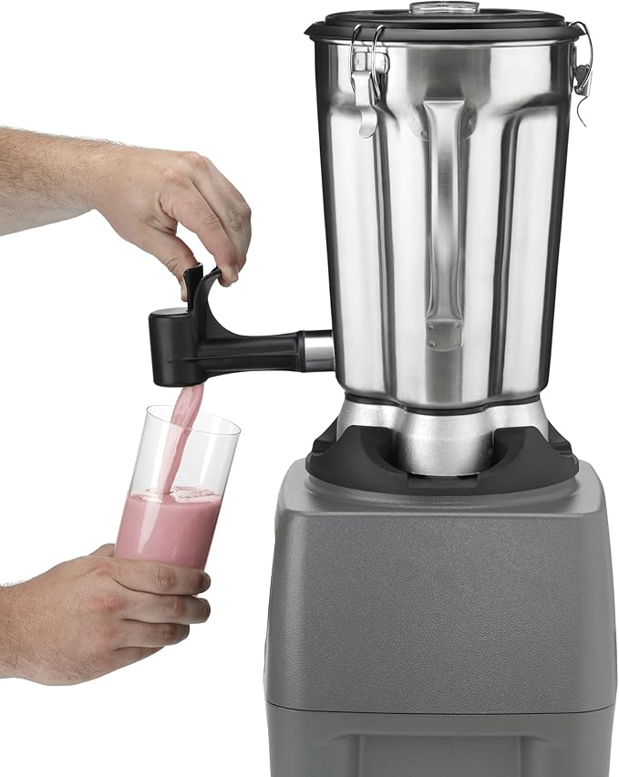 Waring 1-Gallon Blender, 3.75 HP, Stainless Steel Jar with Spigot & Handles, Commercial for Smoothies, Soups & Sauces – CB15SF