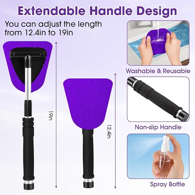 Purple Windshield Cleaner Tool, Car Interior Cleaning Kit - Image 5