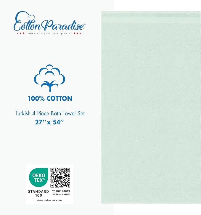 Cotton Paradise 100% Cotton Turkish Towel Set, Soft Absorbent Quick Dry - Image 4