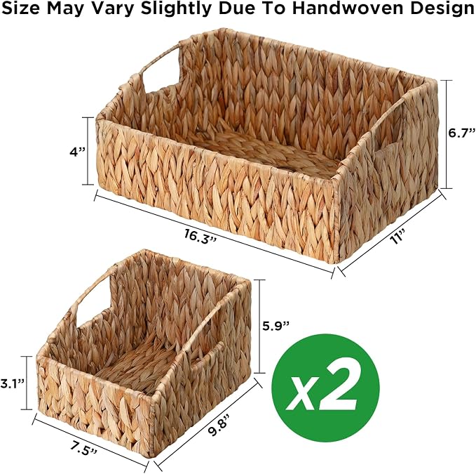 Pantry Baskets for Organizing, Wicker Basket Shelf Storage - Image 6