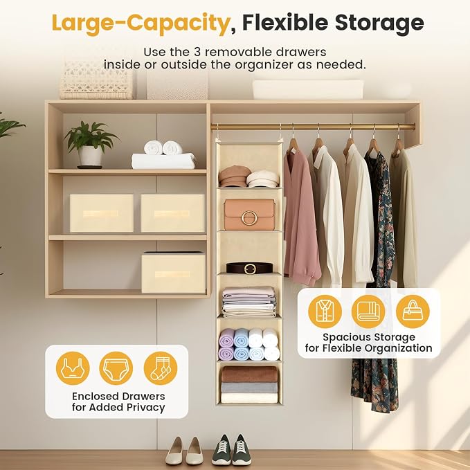 Hanging Closet Organizer 6-Shelf - Image 4