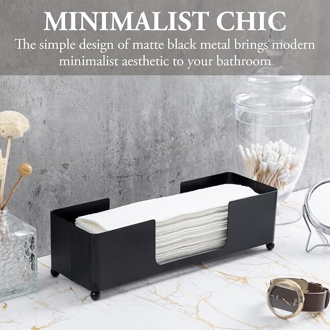 MyGift Black Metal Folded Paper Towel Holder Dispenser - Image 3
