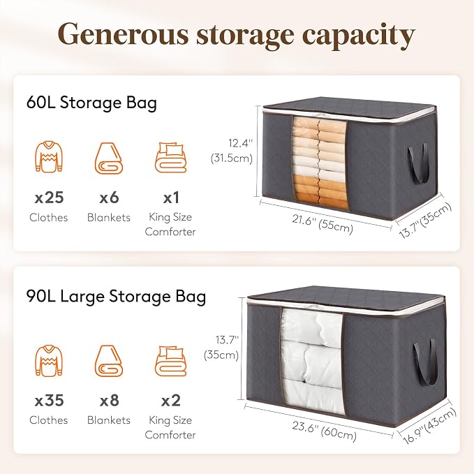 Lifewit 4 Pack 90L Clothes Storage Bins - Image 2