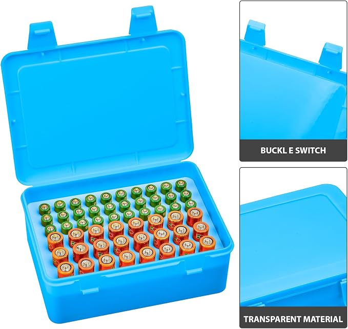 ALCYON Battery Organizer Box for 24 AA & 30 AAA Batteries-Blue | Plastic Box - Image 2