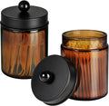 Amolliar Amber Glass Apothecary Jars Qtip Holder w/Metal Lids by Amolliar