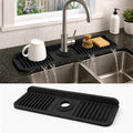 17" Silicone Faucet Handle Drip Catcher Tray, 7° Sloped Self Draining Mat by Unknown