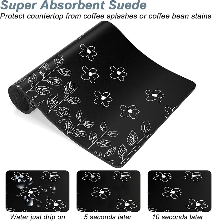 Rnivvi Coffee Mat, Hide Stain Rubber Backed Absorbent Dish Drying Pad - Image 3