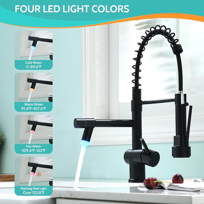 Matte Black LED Kitchen Faucet - Image 2