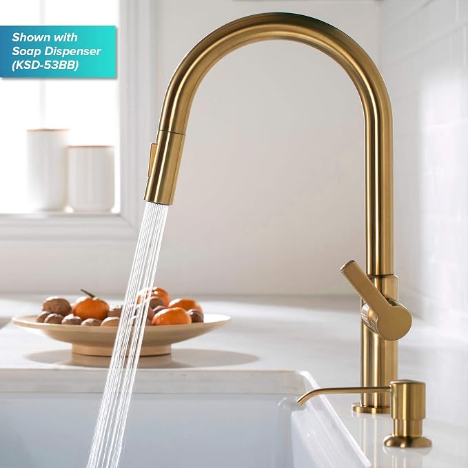 KRAUS Spot Free Brushed Brass Pull Down Kitchen Faucet KPF-2820BB | Brass body - Image 10