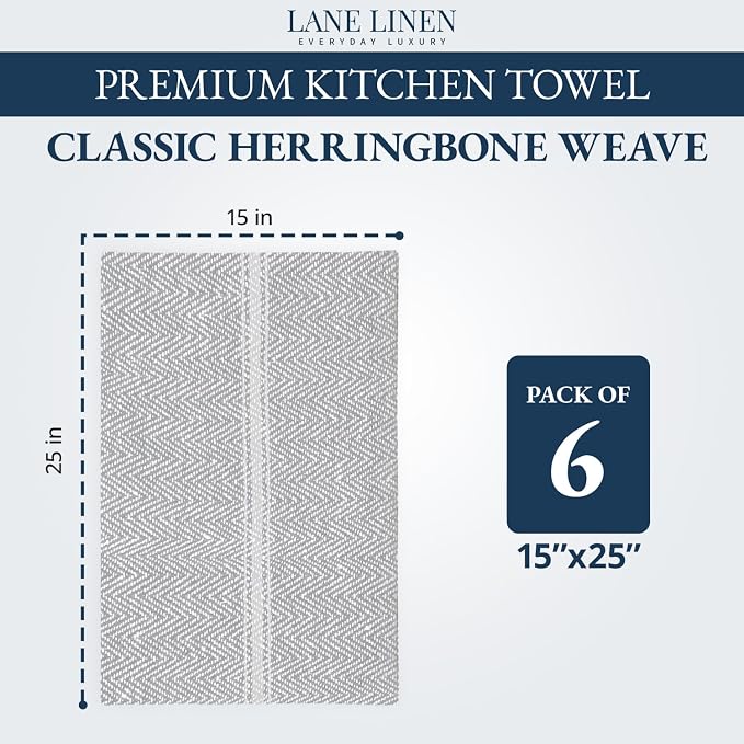 LANE LINEN Tea Towels 100% Cotton Absorbent Lint-Free 6 Pack - Image 2