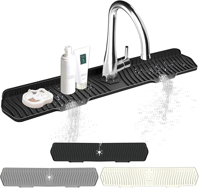 Kitchen Sink Splash Guard Gen2-30" x 6'' Silicone Sink Mat Splash Guard fit by EBIGIC