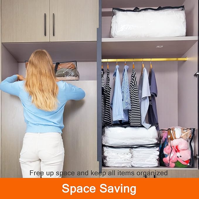5 Pack Clear Clothes Storage Bags - Image 7