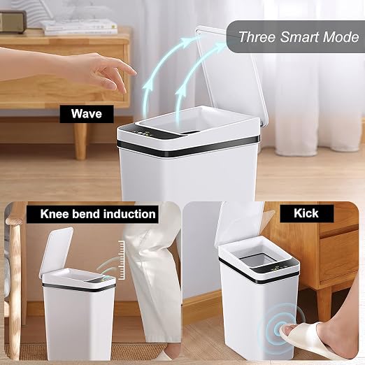 2 PACK - Slim Touchless Bathroom Trash Can - Smart Trash Can Motion Sensor | - Image 2
