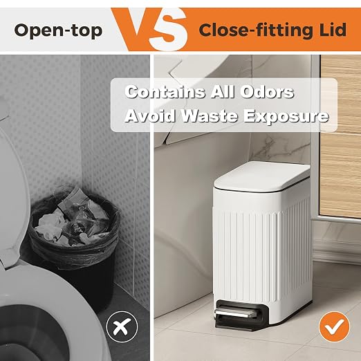 TrashAid Slim Bathroom Trash Can - Image 5