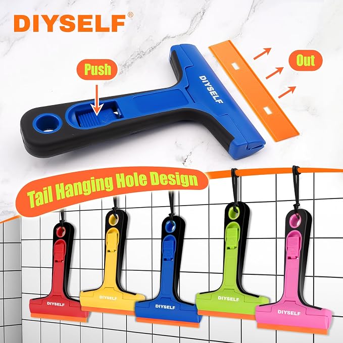 DIYSELF Window Scraper with 5 Pcs 4-Inch Plastic Razor Blades - Image 5