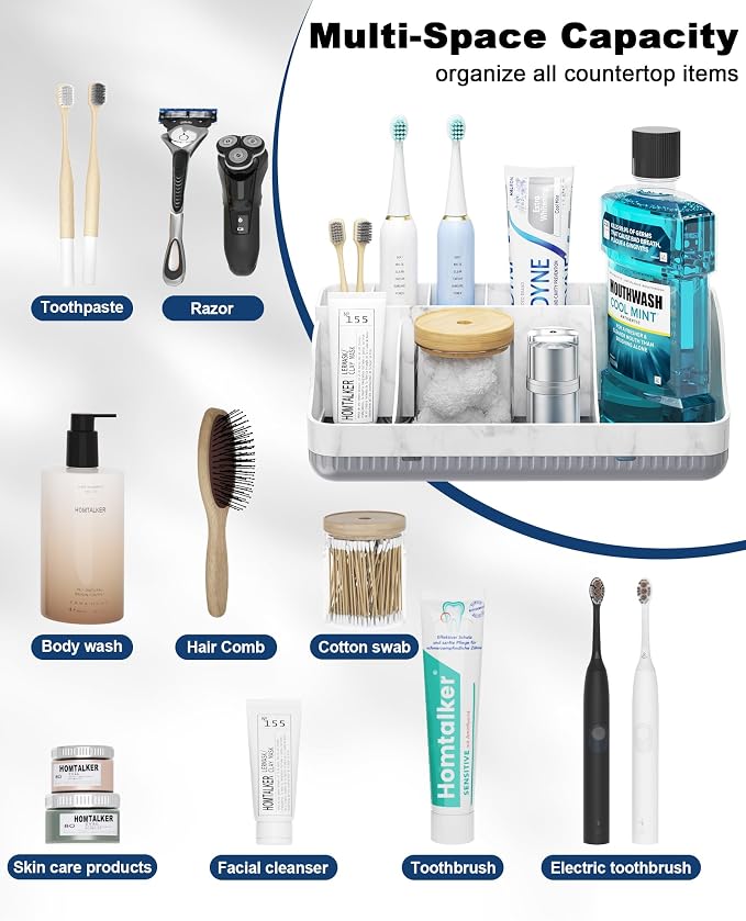 Bathroom Counter Organizer and Storage, 7 Slots Detachable Toothbrush Holders - Image 6