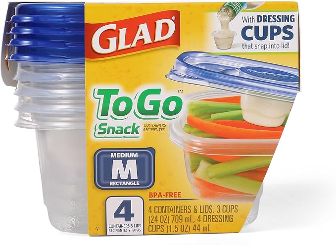Glad GladWare To-Go Medium Rectangle Snack Containers, 24 Oz, tight seal - Image 2
