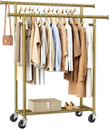 HYSEYY Clothes Rack, Double Rods Rolling Clothing Rack by HYSEYY