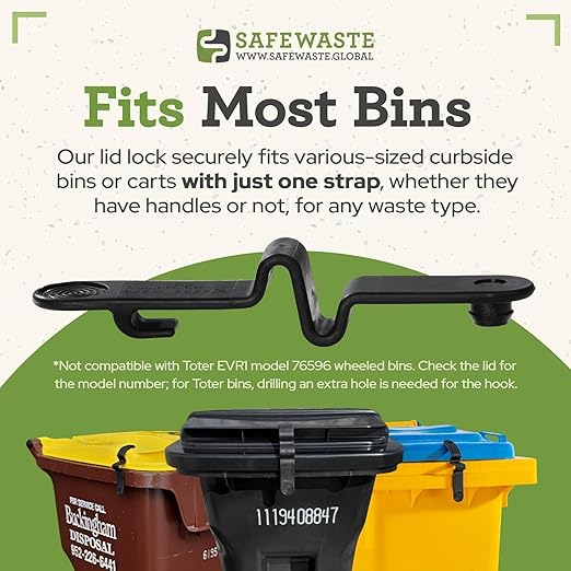 Push Clip Trash Can Locks, Easy to Install, Durable Trash Can Lock for Cart Lid Security, 28-96 Gallon Garbage Can Lock for Outdoor (Pack of 4)