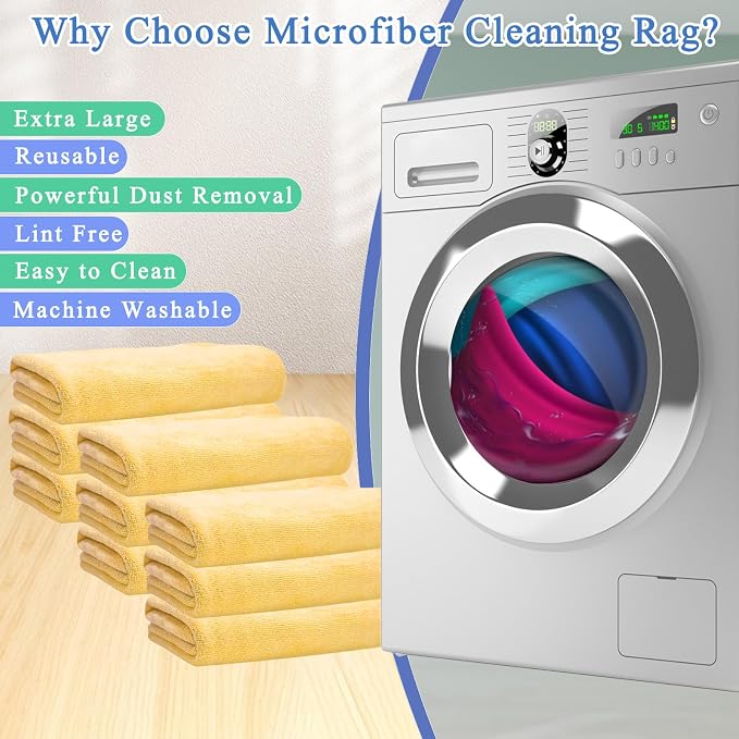 9 Pcs Extra Large Microfiber Cleaning Cloth, Microfiber Towels - Image 4