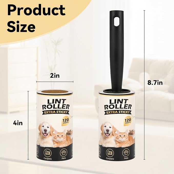 Lint Roller for Pet Hair Removal, Extra Sticky Pet Hair Rollers - Image 2