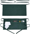 Argstar 2 Pack Server Apron with 4 Pockets, Waitress Waiter Waist Short Aprons(Available in 60/120 Pack)
