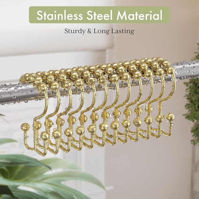 Gold Shower Curtain Hooks Rings, Stainless Steel Shower Curtain Rings - Image 3