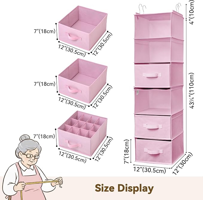 GRANNY SAYS Hanging Closet Organizer, 5 Drawers, 6 Shelves, 6 Pockets, 6 - Image 3