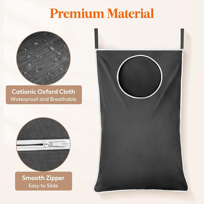 Lifewit 1 Pack Over Door Laundry Hamper, Collapsible Hanging, Dark Gray - Image 6