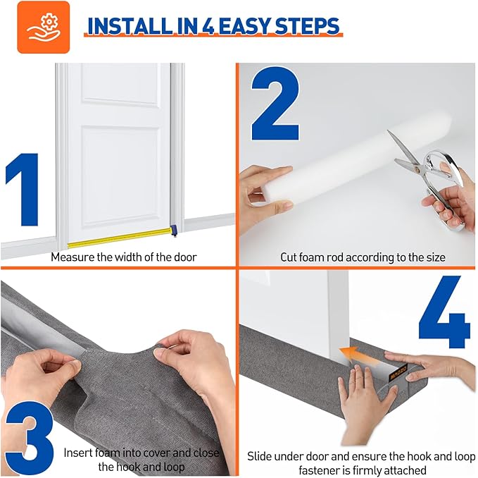 MAGZO Under Door Draft Stopper, 2 Pack 32 Inch Adjustable Door Gap Filler - Image 5