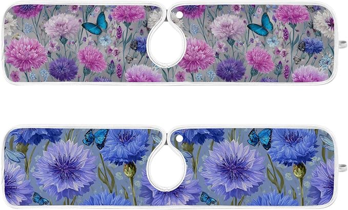 Grey Pink Corflower Butterfly Purple Sink Mat - Image 2