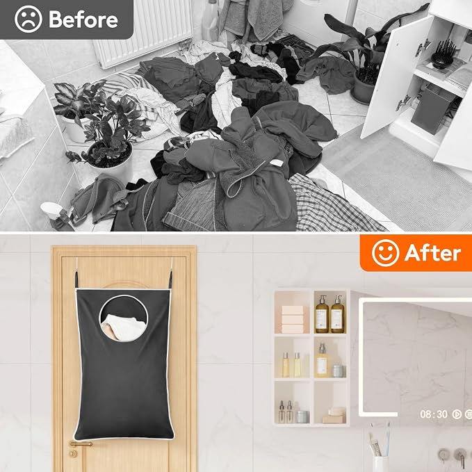 Lifewit 1 Pack Over Door Laundry Hamper, Collapsible Hanging, Dark Gray - Image 7