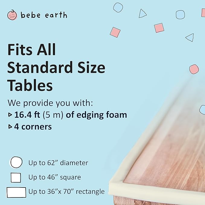 Bébé Earth Baby Proofing Edge and Corner Guard Protector Set for Back to School, 16 Feet Edges & 4 Foam Corners, Furniture and Table Child Baby Proof Bumpers, Pre-Taped Corner Cushions - Coffee Brown