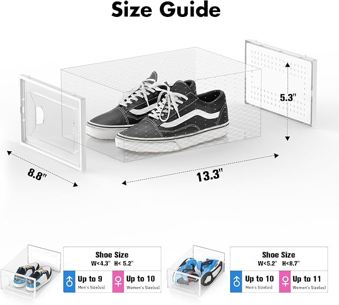 Foluck Shoe Storage Box, 15 Pack Clear Plastic Stackable Organizer - Image 2