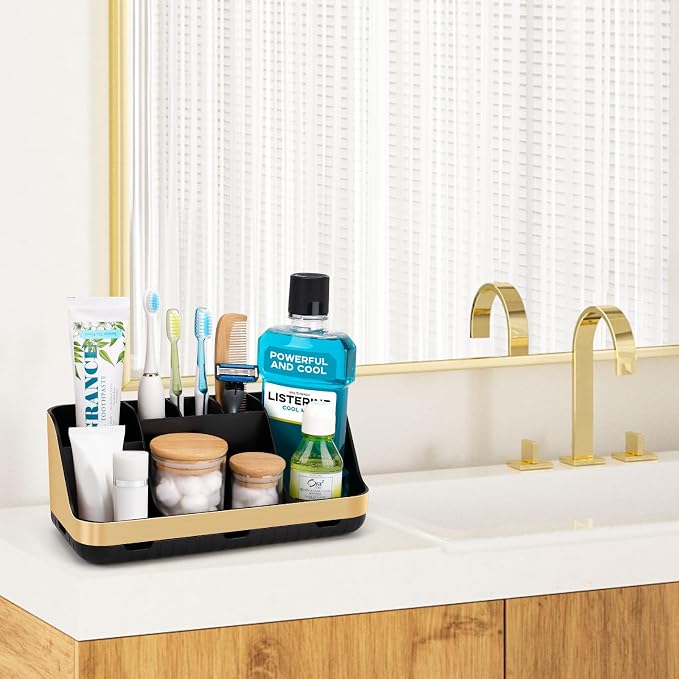 GFWARE Gold Toothbrush Holders for Bathrooms Countertop Organizer - Image 2
