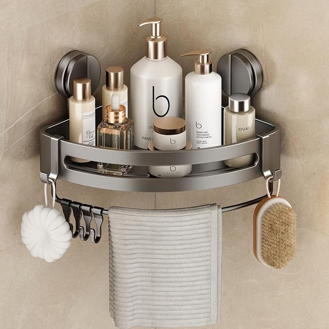 VOLPONE Corner Shower Caddy Suction Cup, 1 Pack Shower Shelves No Drilling by VOLPONE