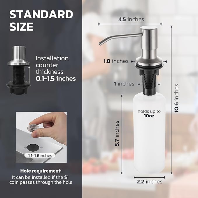 WEWE Kitchen Faucet with Soap Dispenser, Stainless Steel, Brushed Nickel | 2 - Image 7
