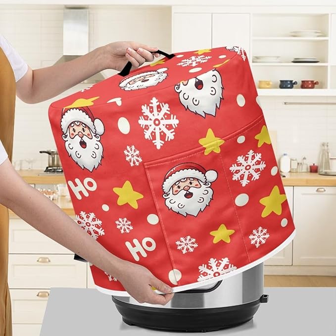 Ho Ho Ho Santa Claus Dust Cover Instant Pot and Extra Accessories Dust Proof Easy to Clean Pressure Cooker Cover Electric Appliance Cover Air Fryer Accessories with Storage Pocket SizeM