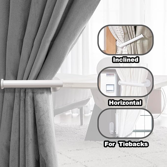 Adhesive Curtain Holdbacks No Drill, Wall Mounted Curtain Tie Backs Hooks - Image 3