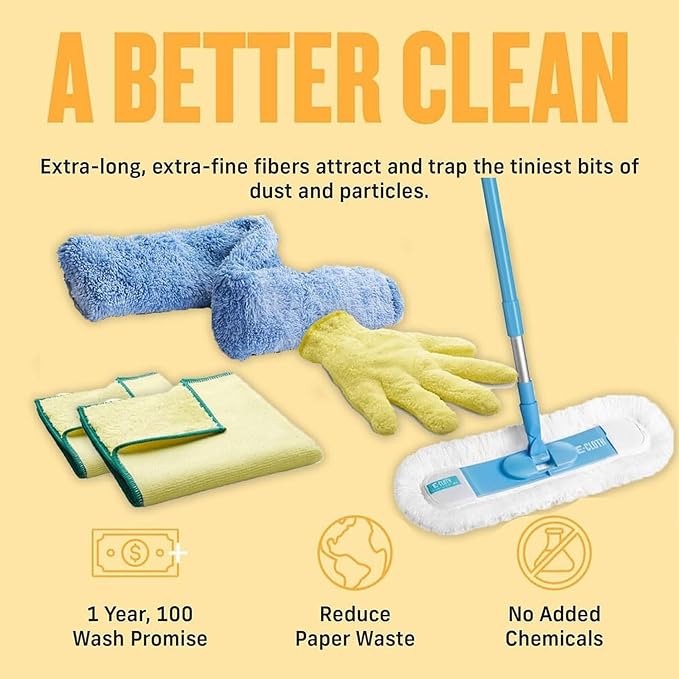 E-Cloth Duster & Cleaning Bundle, Cloth Set, Dusting Mop & Glove | Includes - Image 2