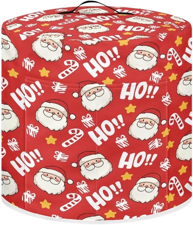 Christmas Hohoho Santa Claus 6 Quart Pressure Cooker Air Fryer Rice Cooker Dust Cover with Top Handle and Storage Pockets Kitchen Appliance Dust Protector Cover