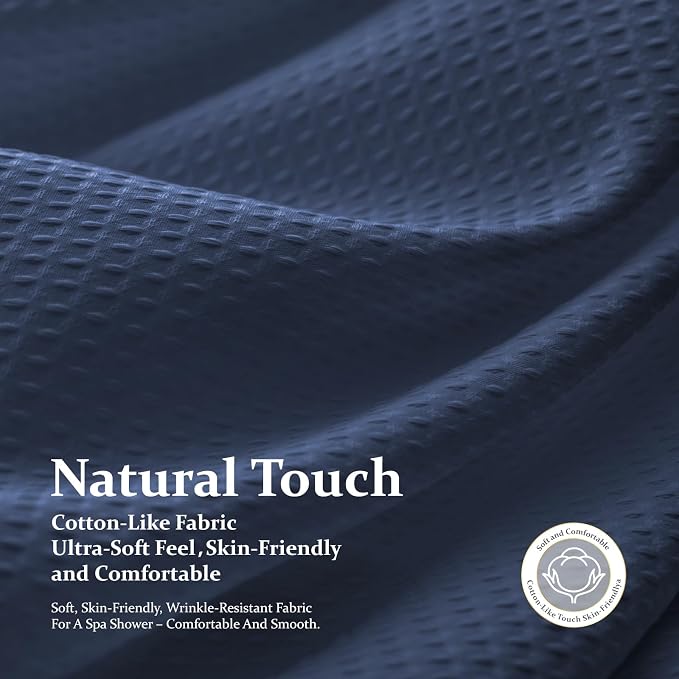 Dynamene Stall Waffle Shower Curtain 256 GSM Heavy Fabric 36x72 Navy Blue - Image 7