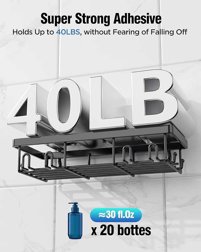 Shower Caddy 7 Pack, Adhesive Bathroom Shower Organizer - Image 4
