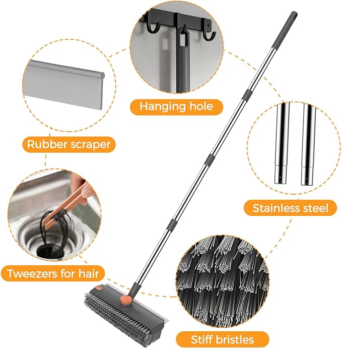 SetSail Floor Scrub Brush with 54in Adjustable Long Handle, Heavy Duty Floor - Image 4