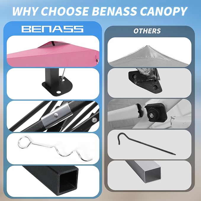 12x12 Pop Up Canopy, Easy Up Canopy Tent, Heavy Duty Tents for Parties, One Person Set Up Event Tent, Pink