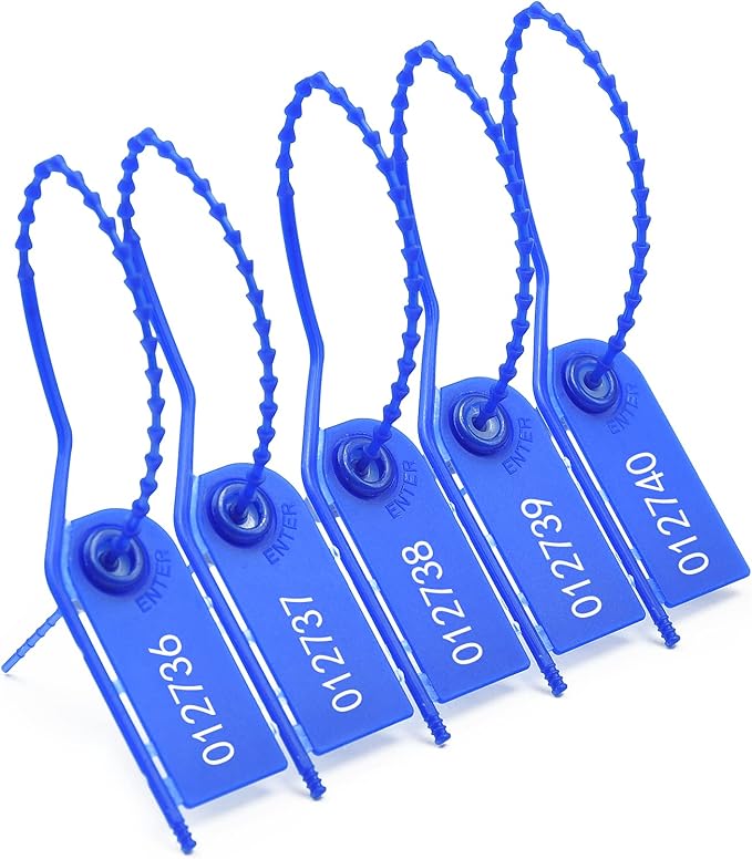 1000 PCS Plastic Tamper Seals Pull Tight Security Seals Tags Breakaway Seals Numbered Zip Ties Disposable Self-Locking Ties for Fire Extinguisher, Tear Off Type, 210mm Length