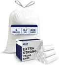 Plasticplace 4 - 6 Gallon White Drawstring Bags, 100% Prime Material, 0.7 Mil by Plasticplace
