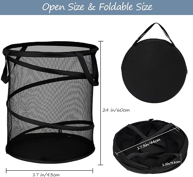 BATTOO Mesh Collapsible Laundry Baskets, Foldable Pop Up Laundry Hamper - Image 2